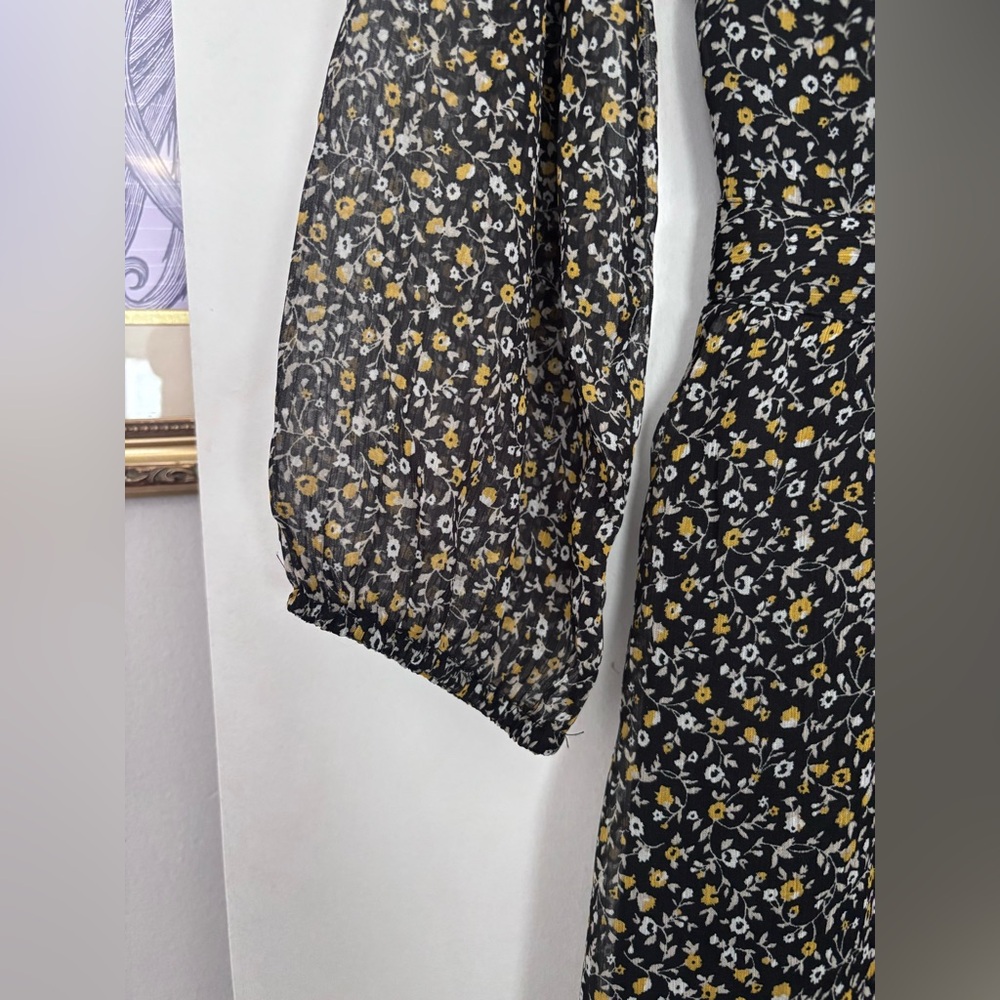 Abercrombie & Fitch Floral Long Sleeve Tie Front Midi Dress - Picture 10 of 10